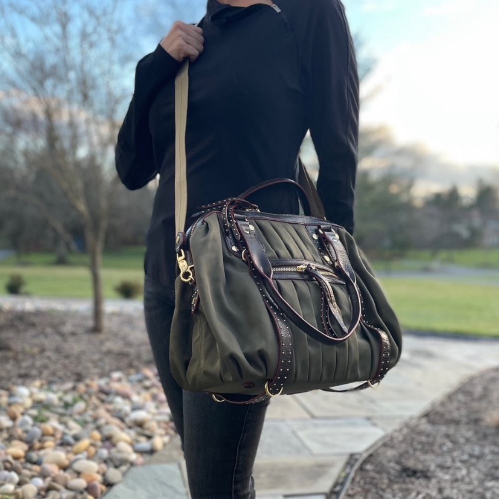 MZ Wallace Olive Green Studded Bag